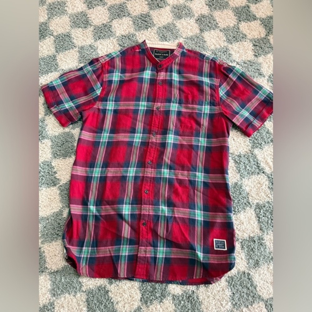 SCOTCH AND SODA My Favorite Shirt Band Collar Short Sleeve Button Down Shirt